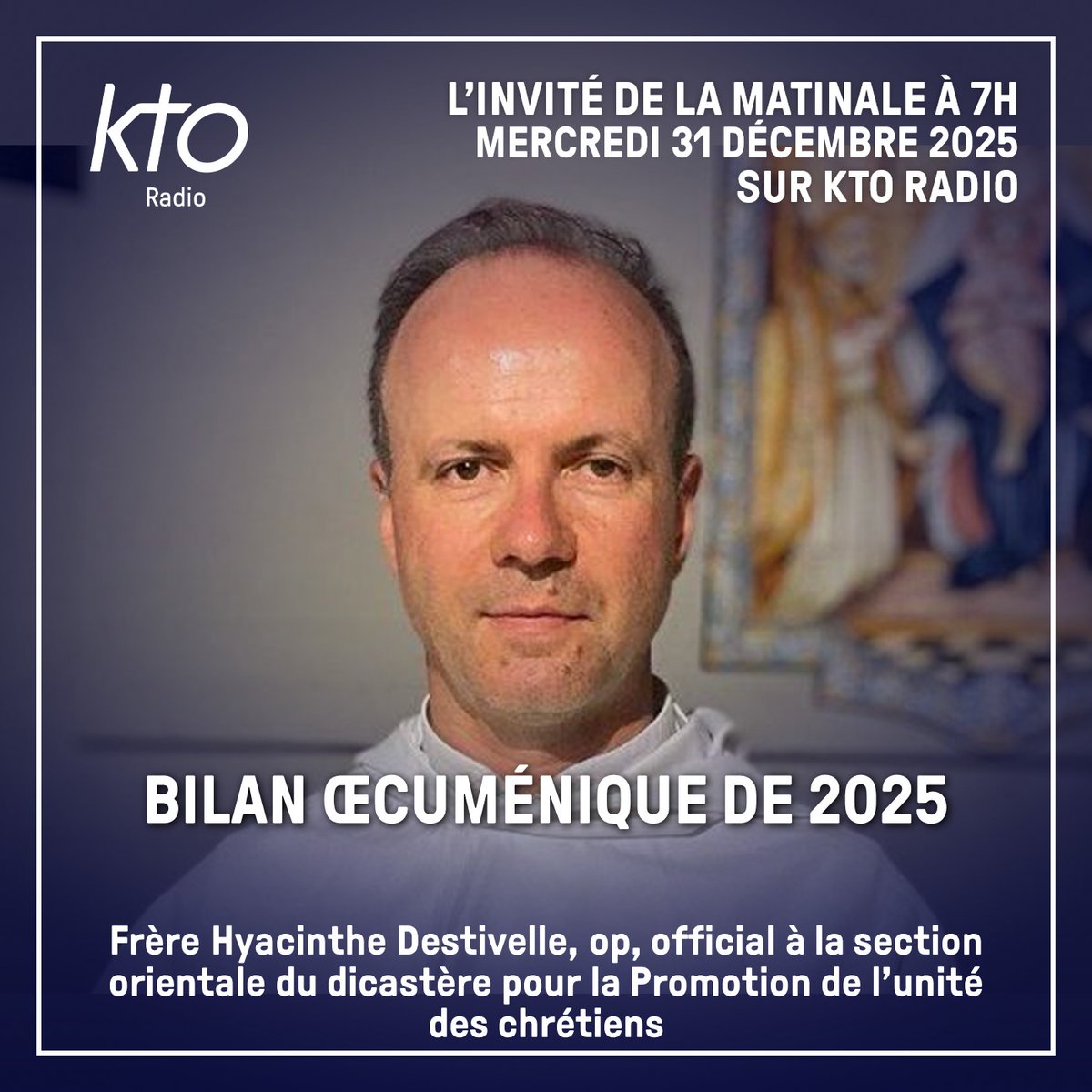 Quel bilan œcuménique de l’année 2025 ? 1700 ans après le concile de #Nicée, où en est-on de l’unité des chrétiens ?

👉 KTO Radio fait le point avec le frère Hyacinthe Destivelle, op. : ktoradio.com/podcasts/linvi…

<a href="/pdesaintpierre/">Philippine de Saint Pierre</a>