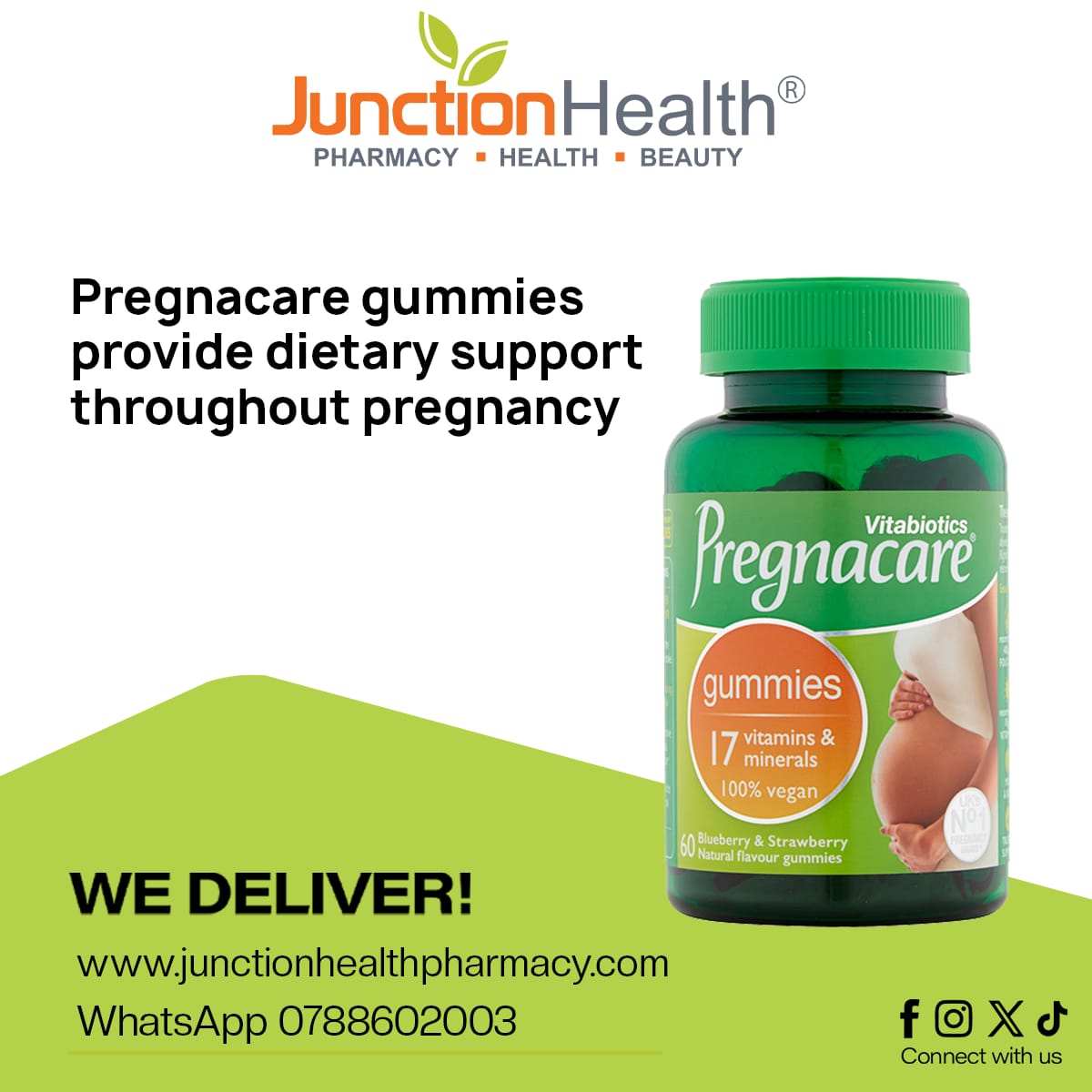 JunctionHPharm's tweet photo. Nourish every beautiful stage of pregnancy 
Pregnacare Gummies provide essential dietary support throughout pregnancy—gentle on the tummy, delicious, and packed with vital vitamins and minerals for both mum and baby
We deliver
Order  WhatsApp: 0788602003 https://t.co/N1jlOxyuS3 https://t.co/SmFsM2JMUO