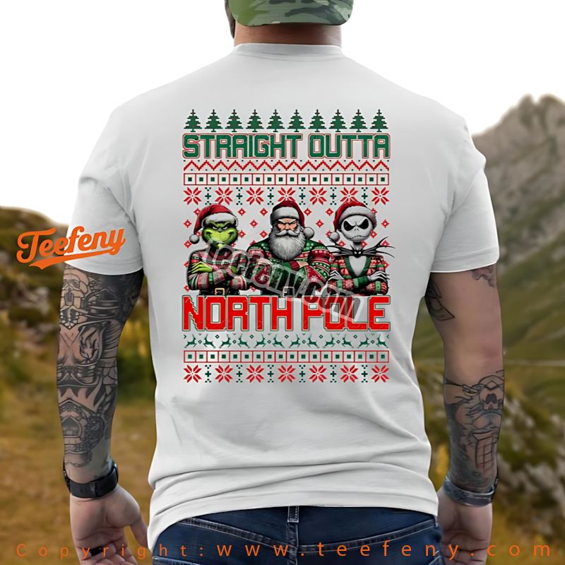 Teefenyshop's tweet photo. Straight Outta North Pole Shirt Grinch Santa Jack Skellington Christmas
Shop Now: https://t.co/44bSlT8975 
 
 #StraightOuttaNorthPole #Grinch #Santa #JackSkellington #ChristmasShirt #HolidayFashion #FestiveStyle #Teefeny https://t.co/V44xsWgKY8