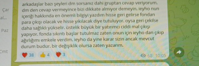 arzuhal1453_'s tweet photo. Tarih 12 Aralık 2025
@xanthos_zag
 bu mesajı attı 
#emkel 74 TL
#Ieyho 62 TL

Ve Zeynel Telegram grubunda aşağıdaki mesajı paylaştı
Şimdi söyleyin bakalım 
Ben mi sizi kandiriyorum yoksa
Size #IEYHO sattirip #Emkel aldıran Zeynel mi?

Herkesin borsası kendine 😀😀
Emkel şimdi 37 https://t.co/wjDK6U9YXW