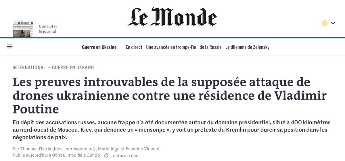 Et voilà !
Encore un message de paix incompris de « l'homme aux toilettes en or ».
Curieusement le reste du monde croit à l'attaque, mais pas la Pravda de Paris