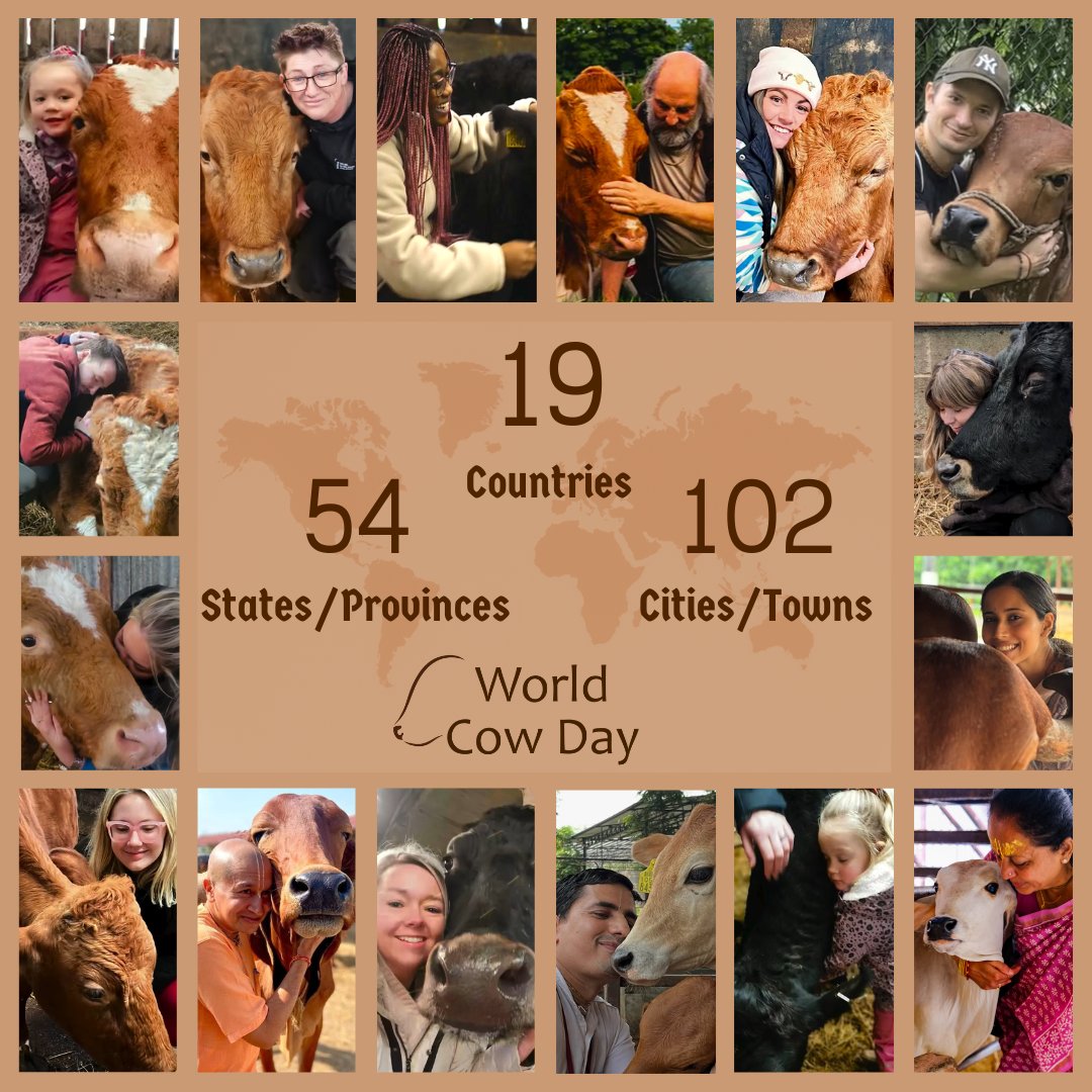 WrldCowDay's tweet photo. COW UNITES THE WORLD

19 - Countries
54 - States/Provinces
102 - Cities/Towns

...and growing!

#WorldCowDay #WorldNeedsMe #WCD2025

#cowwelfare #cowprotection #careforcows #cows #animallovers #cowlovers #vegan #vegetarian #sustainableliving #lovecows #unity #compassion https://t.co/hAiUfklVx3