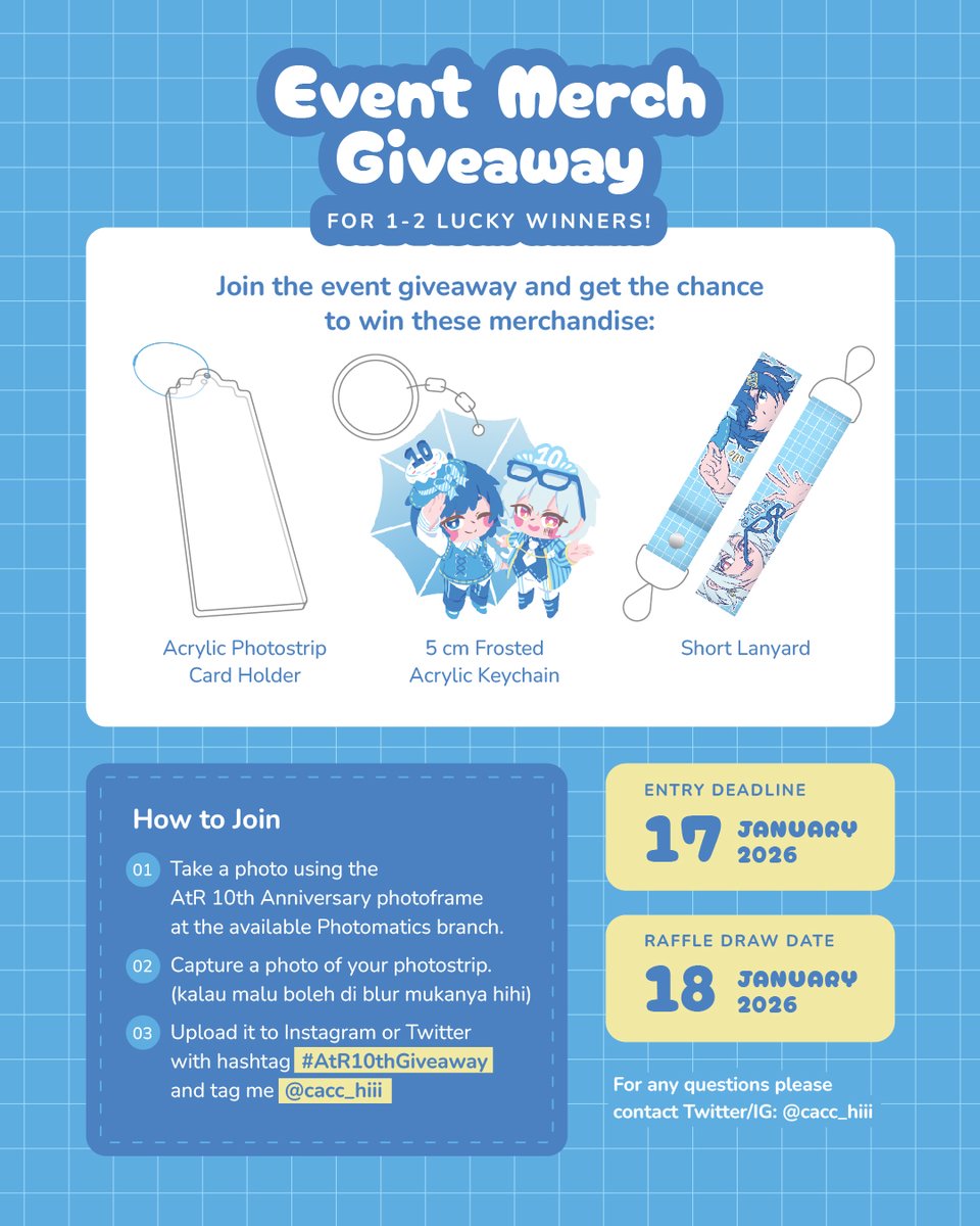 wobbuuu's tweet image. "...has the rain stopped?" ☔🌈

[ 🇮🇩 Indonesian event ]
Let's celebrate AtR's 10th anniversary and capture the special moment through a photo frame event 📸

🗓 8-14 January 2026
📍 Photomatics

🎁 Giveaway hashtag:
#AtR10thGiveaway

☎ Contact person | 🎊 Event by:
@cacc_hiii