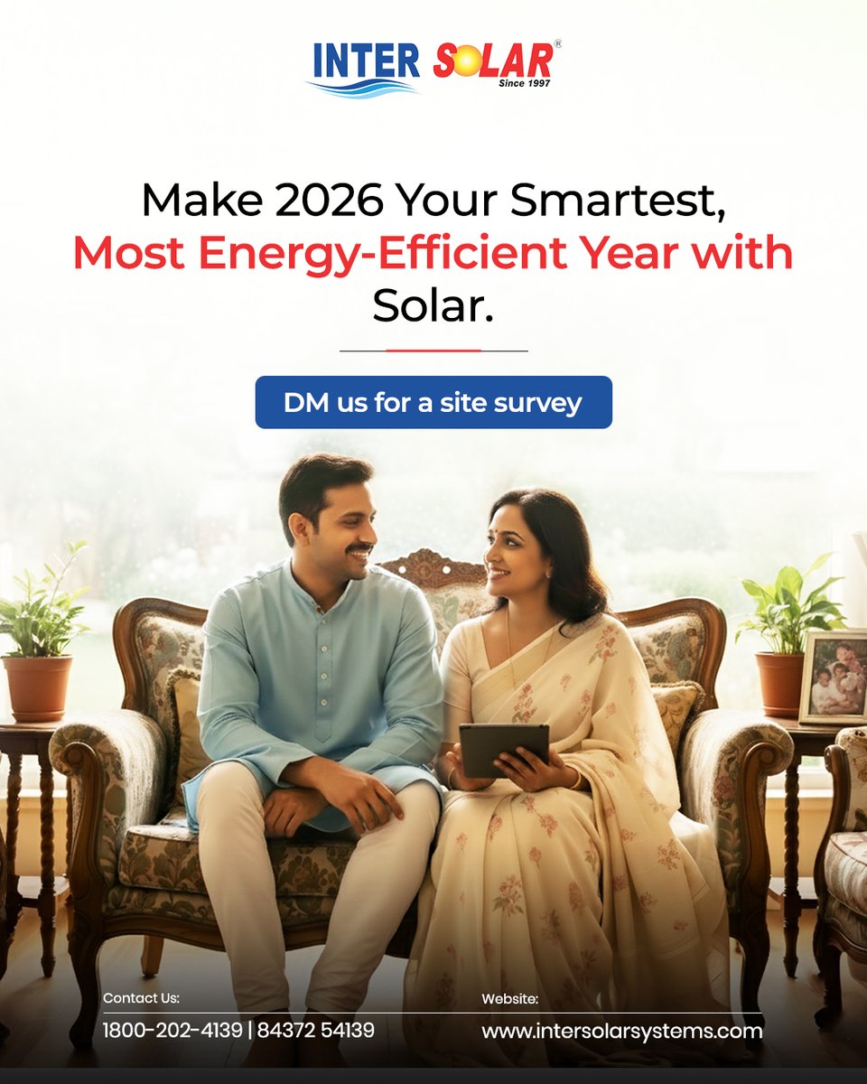 intersolarsys_'s tweet image. The best time to go solar in 2026… starts in December. ☀️
Set up your solar system now and start 2026 with savings from Day One.
✅ Lower electricity costs
✅ Energy independence

📞 1800-202-4139 |🌐intersolarsystems.com

#intersolarsystems #gosolarindia