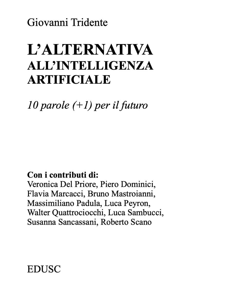 ANTEPRIMA DI #FINEANNO 

ANTICIPAZIONE PER IL #NUOVOANNO 2026

#Workinprogress &amp; #Staytuned

Signore e Signori, 
ecco a voi 👇

L'ALTERNATIVA 
all'Intelligenza Artificiale

10 parole (+1) per il futuro 

Presto sui vostri scaffali! 

#AnimaDigitale
#alternativAI