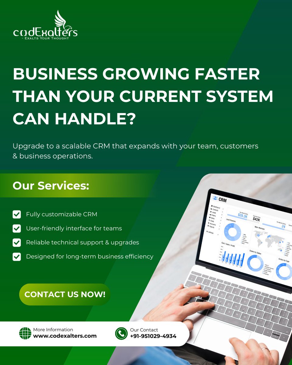 codExalters's tweet photo. Your business is scaling.
Your system isn’t.

Stop losing leads.

Get a CRM built to close deals faster 🚀

👉  DM us or visit https://t.co/NcIhgutckC

#CRM #SalesGrowth #Automation #Followers https://t.co/SG93pcsDNS