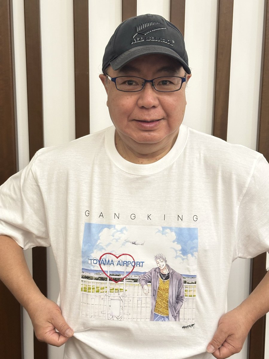 Lsize】ギャングキング 富山空港限定 Tシャツ 黒白 GANGKING うし