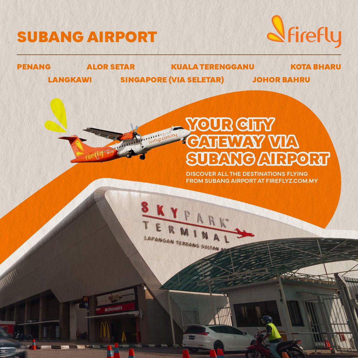 FireflyAirlines's tweet photo. Short on time? Subang Airport keeps your business trips quick and convenient from the city. Fly with us for a smoother journey. ✈️
Find out more at https://t.co/csbZ8AAKd9.
#FireflyAirlines #FlyFirefly #FlySmarterWithFirefly https://t.co/SLM7Py1N2P