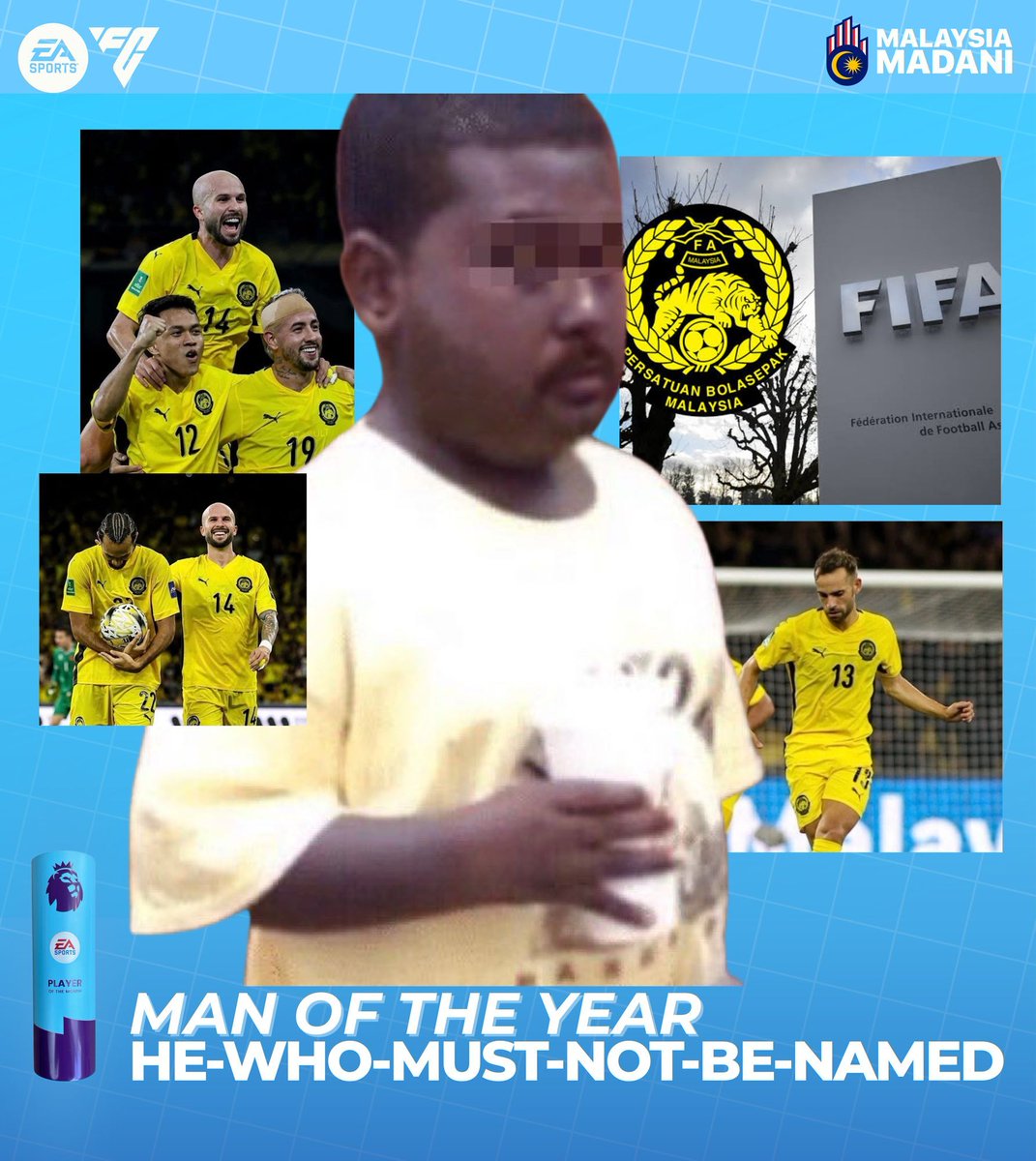 MAN OF THE YEAR 

11 Super League title
3 matches win Overturn
7 players with fake documents 
2027 ASIAN Cup dreams gone

He-Who-Must-Not-Be-Named