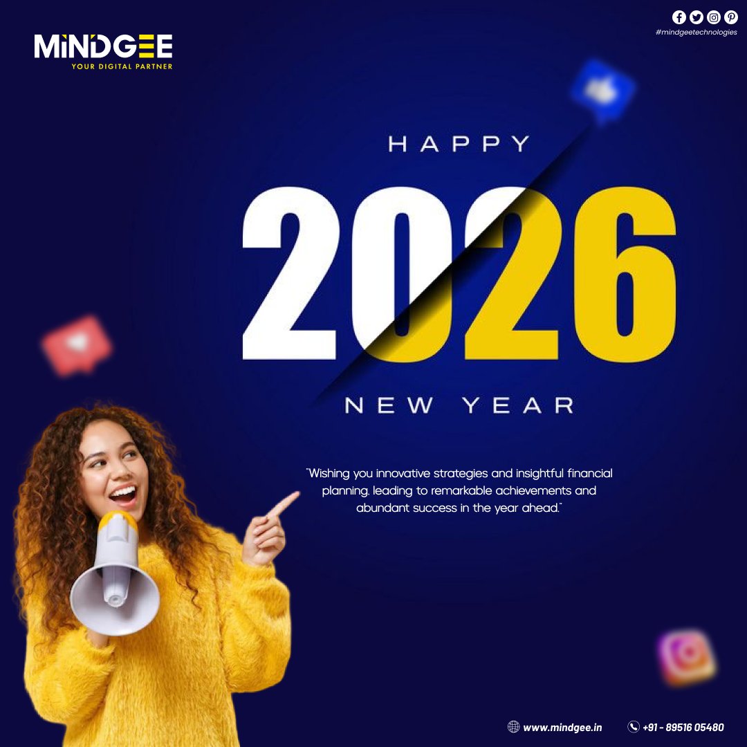 Welcome 2026!
A new year of innovation, growth, and digital success begins 🚀
Let’s make this year remarkable.
🌐 mindgee.in | 📞 +91 89516 05480

#HappyNewYear2026 #NewYearNewGoals