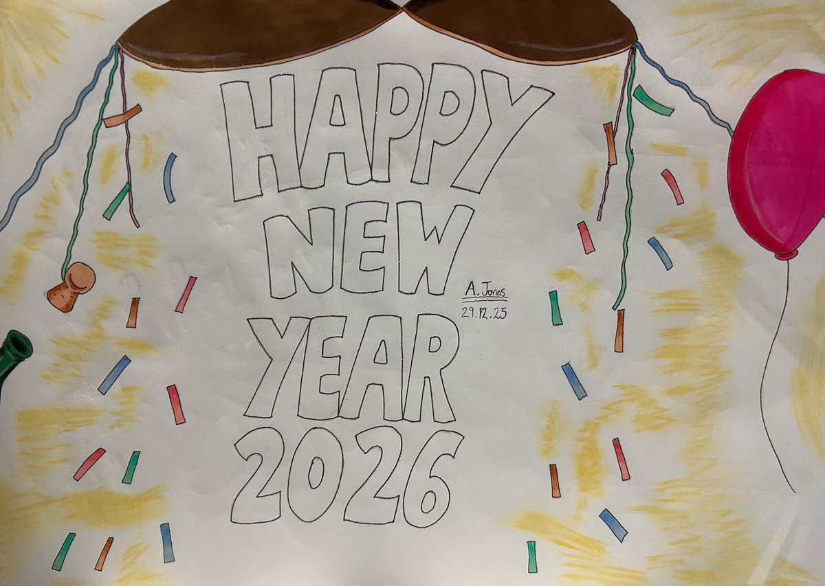 AshsArtPlace's tweet photo. 🎇🎆 NEW YEAR SKETCH COMPLETED 🎆🎇

Happy New Year and all the very best for 2026!

✏️😁🎇🥂🎉🍾🎆🎨🖍️

#ArtistOnX #BrandNew #Sketching #HappyNewYear2026 https://t.co/n9j4Vw4ks5