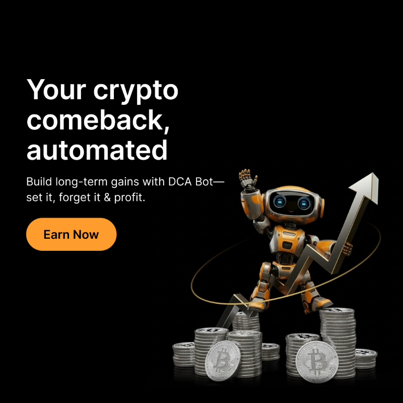 Bybit_Official's tweet photo. Ready to rejoin the market? Auto-invest with DCA Bot and build long-term gains—stress-free.