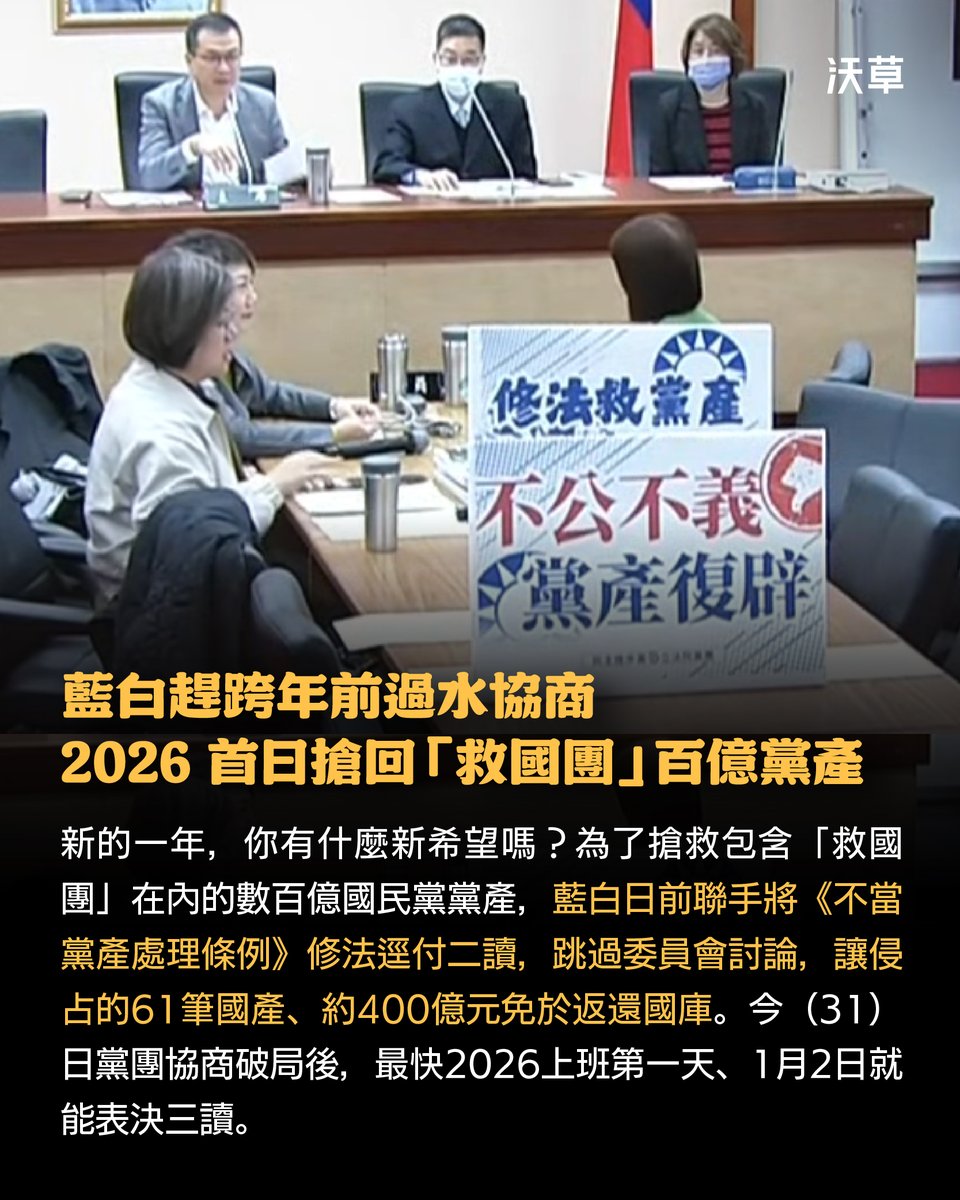 藍白修法護航「救國團」侵占國產　週五表決國庫恐失400億

救國團不是中國國民黨的附隨組織嗎？中國國民黨針對《不當黨產處理條例》提出修法，替被法院認證是中國國民黨附隨組織的救國團解套，甚至可能擴及婦聯會等附隨組織，造成全體國民被侵占的 61 筆不動產、高達 400 億元的財產不用歸還國家。