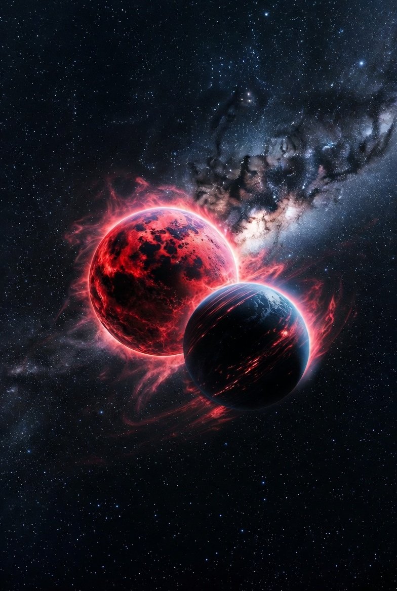 jazzvik's tweet image. QT red and black #cosmic #space #AIイラスト #AIart