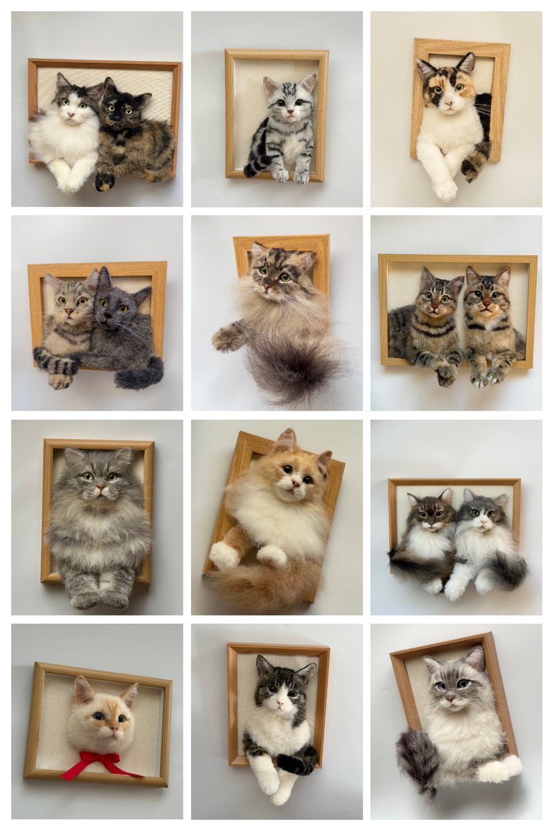 羊毛フェルト　オーダー　猫　［mochiページ］ 2025年の作品と共に感謝を伝えよう #羊毛フェルト #猫 2025年も