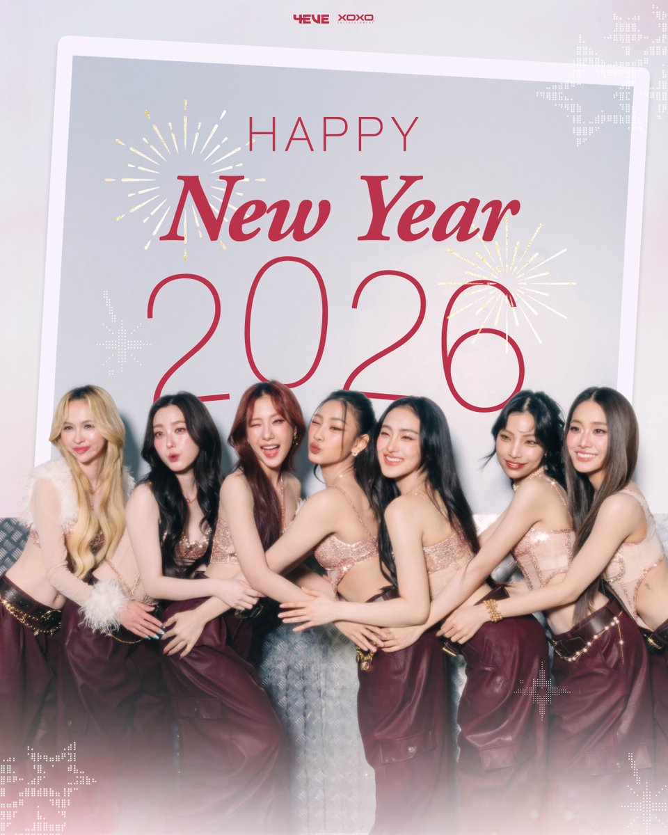 4eveOfficial's tweet image. Goodbye 2025, Welcome 2026! ♥️

สวัสดีปี 2026 ลุยไปด้วยกันกับ 4EVE พร้อมรอยยิ้มนะ
Cheers to another year!🥂🤩

#4EVE
#HappyNewYear
#XOXOentertainment