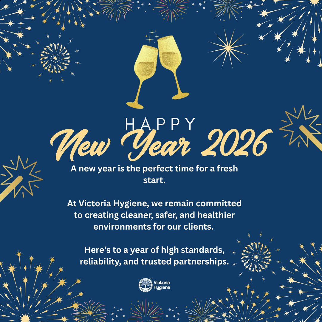 Cheers to new beginnings and cleaner spaces in 2026 ✨
Thank you for being part of the Victoria Hygiene journey.

Wishing you a year filled with health, safety, and success.

#NewYear2026 #VictoriaHygiene #CleanAndSafe #HealthyLiving #HygieneFirst #FreshStart