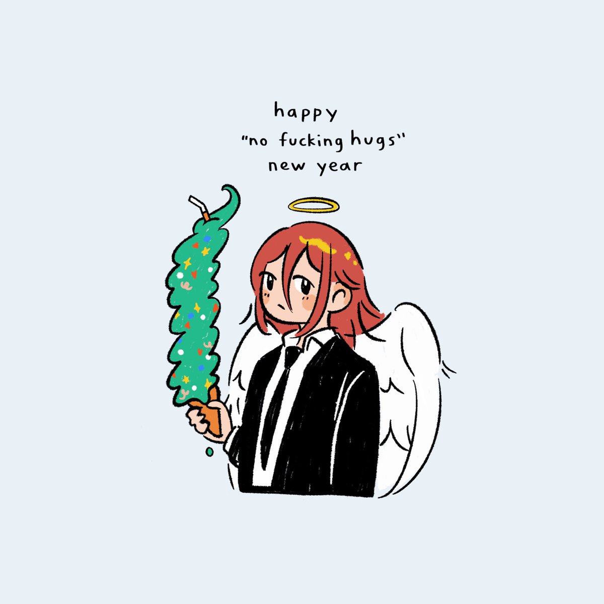 lu_na_art's tweet photo. Happy "no fucking hugs" New Year 
#chainsawman #チェンソーマン #angeldevil https://t.co/qQ4mPyo3Wx