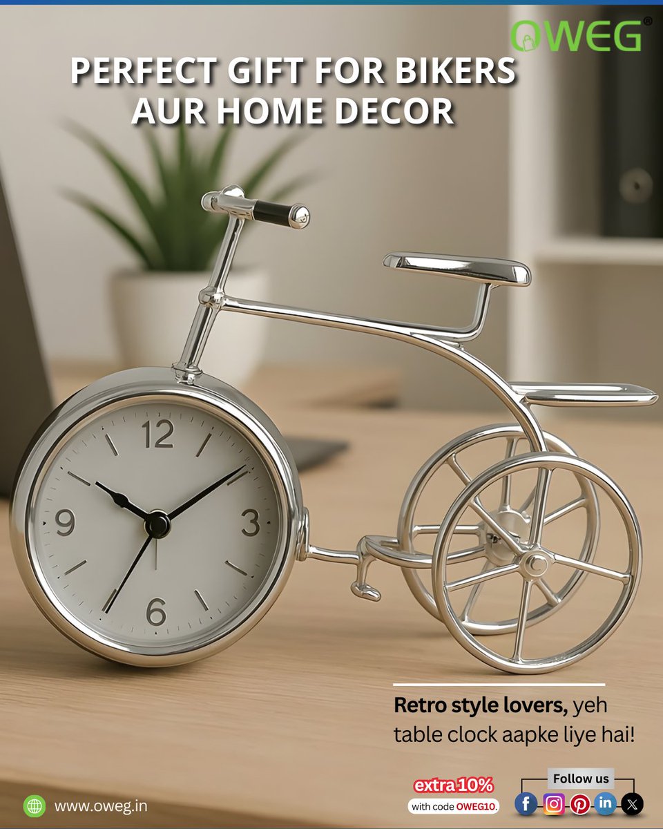 owegonline's tweet photo. Retro style lovers, yeh table clock aapke liye hai! A unique blend of style and functionality for your space. Make your home shine with this one-of-a-kind piece! 

Shop Now https://t.co/do6bSFImh1

#RetroStyle #BikerGift #HomeDecor #TableClock #UniqueGift #DecorInspiration https://t.co/rdFhtVHpqF