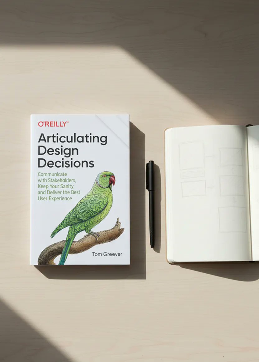 Best design book I read this year.

Articulating Design Decisions by Tom Greever. 

It’s not enough to do great work; you have to be able to explain why it’s great. 

Highly recommended to every designer.
#UXDesign #ProductDesign