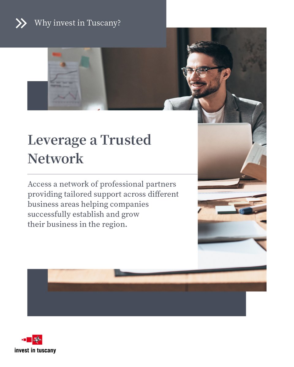 Why invest in Tuscany?

Because the region gives you access to a reliable network of professional partners who provide tailored support in different business areas, helping companies navigate the local market and grow successfully.

Discover more: investintuscany.com