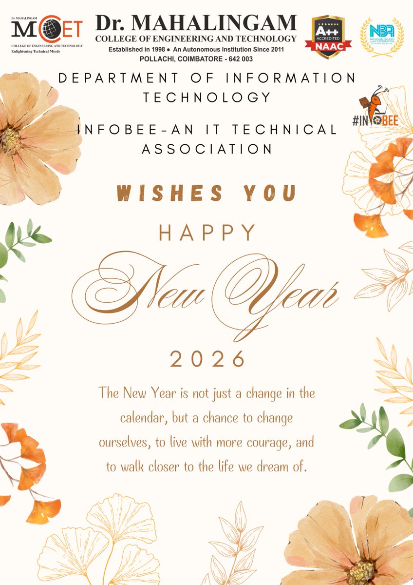 mcetit's tweet photo. ✨ Stepping into the New Year with innovation, collaboration, and new possibilities.
Happy New Year from the Department of Information Technology 💻🚀 https://t.co/lVXmtiq1s6