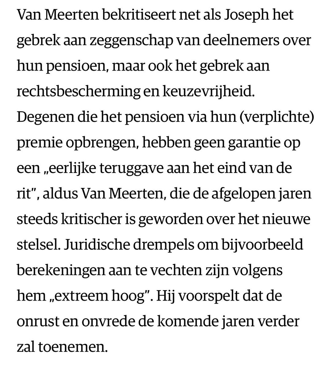 Mooie quotes in het NRC artikel over mijn boek. 

Bij steeds meer mensen leven grote zorgen (niet alleen als je toevallig net compensatie misloopt als je ZZP-er wordt).

De overgang volgende dagen van ruim 550 miljard pensioengeld kan verkeerd uitpakken, een investment manager