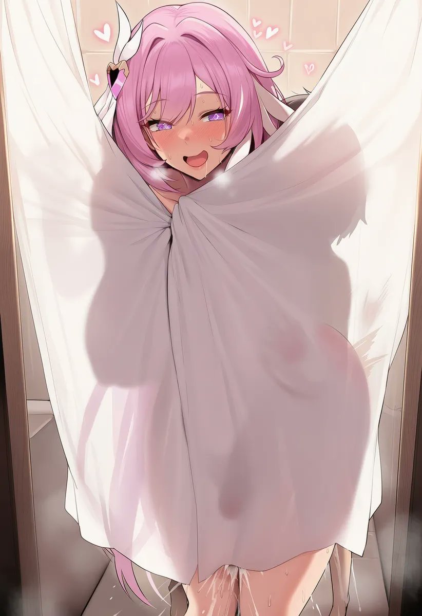 噗呲…呲…咕叽♡

浓郁腥臊的臭味带着淫腻厚重的沉闷肉响从浴室内传出…
“啊…你……你怎么来…齁噢…求你慢…慢点♡”
淫靡俏脸带着绯红水雾从浴帘中探出，牢牢遮掩住的娇嫩酮体却在不停乱晃，像是有人在她身后不管不顾肆意撞动一样～

“亲…亲爱的我还在…在…喷…喷了…噫噢噢喷出来了咿咿????♡”