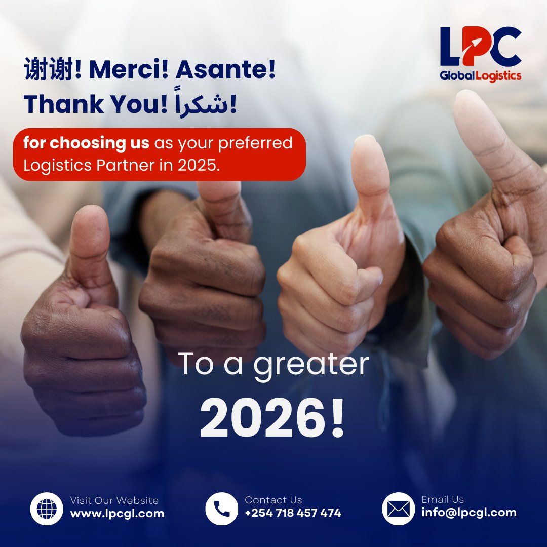 GlobalLpc's tweet photo. A heartfelt thank you to all our clients for choosing LPC Global Logistics as your preferred logistics partner in 2025.
We look forward to moving forward together in 2026! 🚚📦#ThankYou #ClientAppreciation #LPCGlobal #PreferredPartner https://t.co/ucrAmIjhJM