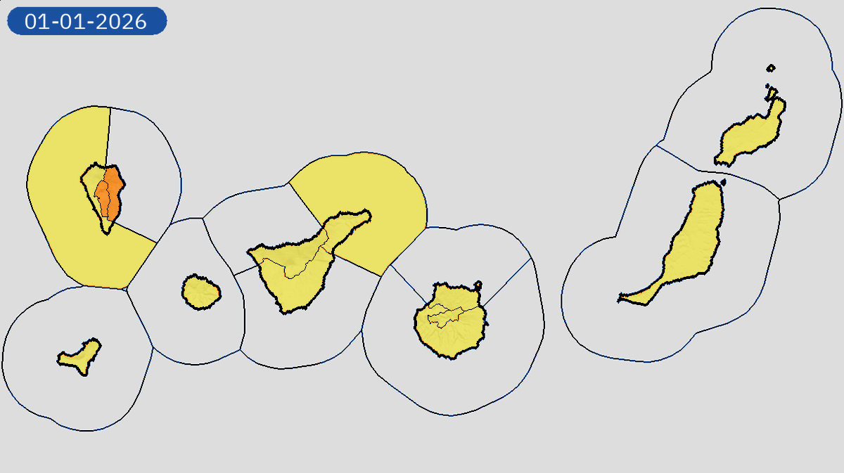 31/12 10:36 AVISOS MAÑANA | Canarias: vientos, lluvias, tormentas y costeros. Nivel máximo de aviso: naranja.
Actualizaciones en aemet.es/es/eltiempo/pr…