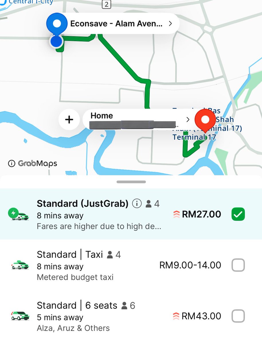 sy4zhar's tweet photo. @GrabMY please fix your price grab. it’s not even raining at my place and why would it cost me RM27 for 10 minutes ride to home ?? https://t.co/7LU3rSnHrQ