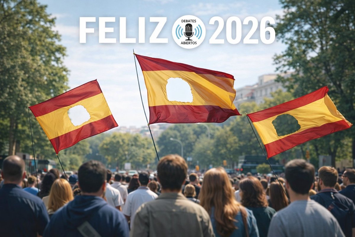 DebAbiertosTV's tweet photo. El equipo de @DebAbiertosTV os desea un #Feliz2026.

Gracias por acompañarnos un año más, contra el ruido y la división.

El régimen necesita súbditos enfrentados. La #LlibertadPolítica exige ciudadanos organizados. Es #EspañaOEl78. https://t.co/52bHrWWzz3
