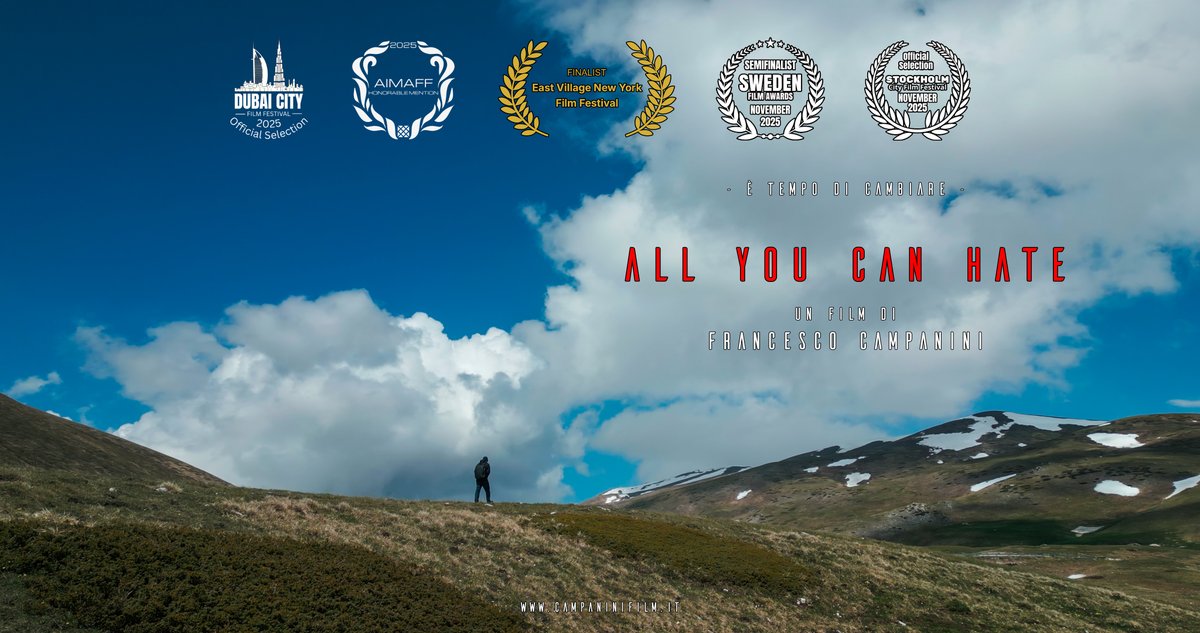 leonweaver76's tweet photo. "All You Can Hate" chiude il 2025 con 5 Festival 🤩

- Dubai City Film Festival - "Official Selection"

- Athens International Monthly Art Film Festival - "Honorable Mention"

- East Village New York Film Festival - "Finalist"

- Sweden Film Awards - "Semifinalist"

- Stockholm City Film Festival - "Official Selection"

#DubaiCityFilmFestival #Dubai #AthensInternationalMonthlyArtFilmFestival #Athens #Greece #EastVillageNewYorkFilmFestival #NewYork #USA #SwedenFilmAwards #StockholmCityFilmFestival #Sweden #AllYouCanHate #HonorableMention #Festival #Film #Movie #Cinema #drama #scifi #AI #ArtificialIntelligence #cultura #culture #arte #art