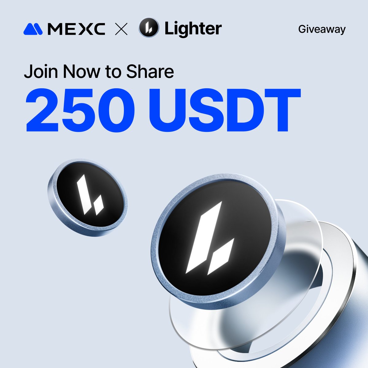 Join MEXC Listings giveaway to win 250 $USDT:
1️⃣ Follow <a href="/MEXC_Listings/">MEXC_Listings</a> &amp; <a href="/Lighter_xyz/">Lighter</a> 
2️⃣ Like, RT &amp; Tag 3 friends
3️⃣ Comment "Trade $LIT on MEXC with 0 fees" + your MEXC UID

10 lucky winners will share the prize. Ends on Jan 4.

Trade Now 👉 mexc.com/exchange/LIT_U…