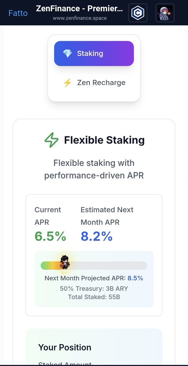 GoodMorning #CROFAM 🤩
I hope your holidays are going very well 🚀
Last day of the year, but also the last day of the month staking on Zenfinance.space,
From tomorrow, an excellent APR of 8.5% will push Reward to the community 😎 Stake Your $ARY waiting in the new cycle 💎