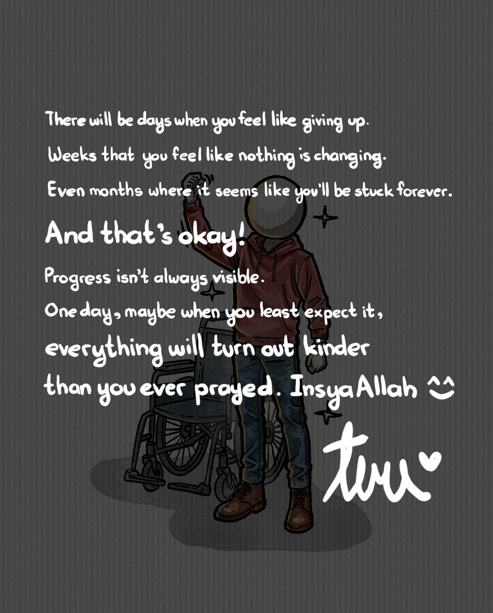 itsteme's tweet photo. 2025 sudah sampai ke penghujungnya. Inilah achievement terbesar saya tahun ini, alhamdulillah.

Panjang sikit saya tulis 😅.

“You can have 1,000 problems in your life. Until you have a health problem… Then you only have one.”

Saya ceritakan sedikit. Tahun 2025 ini, hampir sepanjang tahun saya menderita dengan sakit belakang hingga ke kaki yang kronik. Tempoh sakit yang paling panjang yang saya pernah lalui. Lama saya terpaksa berkerusi roda.

I’m going to be honest, no sugarcoating. Jujur, ada kalanya ketika sakit kali ini, saya ada terlintas tak nak buat apa dah dengan hidup ni kalau 24 jam saya tersiksa macam ni. Bukan setakat bekerja, tidur pun saya sukar untuk lakukan.

Dalam keadaan setiap hari kita bertarung dengan sakit yang sama dengan terlalu lama, minda kita akan menjadi musuh yang terbesar kepada diri kita sendiri. Kita akan mula rasa tak berguna. Rasa semakin menyusahkan orang lain. Rasa tak boleh membantu orang sekeliling. Patah semangat.

Buat yang sedang menempuh sakit yang serupa, percayalah, saya faham apa yang kalian rasa. Ada kalanya, rasa sakit saraf kat seluruh kaki buatkan kita rasa nak potong kaki sendiri. Sakit belakang sampai kita rasa nak sentap belakang kita sendiri. Apa nak jadi, jadilah. Akan rasa macam segala impian malah harapan untuk sembuh sudah berakhir.

Tidaklah pelik untuk lintasan-lintasan negatif itu bermain dalam minda kita. Cuma, kita harap Allah bantu kita untuk mendepaninya dengan cara yang betul. Dunia ni ujian untuk kita.

Buat mereka yang masih bertarung, jangan give up! You’re not alone! Teruskan berikhtiar! Saya akan kongsikan pengalaman saya.

Sakit yang saya alami kali ini lebih lama daripada sebelumnya.

Ada doktor pakar yang cadangkan saya untuk ambil risiko jalani pembedahan. Ada juga doktor pakar yang sarankan untuk saya lalui kaedah konservatif dahulu dan cuba elakkan risiko yang lebih besar kerana umur saya masih muda. (YE SAYA TAHU SAYA DAH 30 TAPI DOKTOR YANG KATA UMUR SAYA MUDA LAGIII 😭😂)

Tiap kali jumpa doktor, saya akan ulang soalan yang sama, “Betul ke saya akan makin okay? Tak berubah pun sakit ni?”

Jujur, kadang-kadang terlintas nak tanya, “Boleh tak bagi saya ubat tahan sakit yang kuat, biar saya tidur je terus 24 jam?”

Saya tak tahan dah, sakit sangat hari-hari. Saya nak berdiri 30 saat pun tak boleh. Nak duduk pun tak boleh. Baring pun tak boleh. Dalam posisi sujud je saya paling kurang sakit. Itu sahaja lah posisi saya untuk tidur. Tidur pun 15 minit je lena. Kemudian terjaga sebab sakit, sebab darah dah turun ke kepala akibat sujud terlalu lama. Jadi, motivasi saya memang sangat rendah.

اللَّهُمَّ أَحْيِنِى مَا كَانَتِ الْحَيَاةُ خَيْرًا لِى وَتَوَفَّنِى إِذَا كَانَتِ الْوَفَاةُ خَيْرًا لِى

Maksudnya: “Ya Allah teruskanlah kehidupanku sekiranya hidup itu lebih baik bagiku dan cabutlah nyawaku sekiranya kematian lebih baik buatku.” Riwayat Muslim (6990)

Doa itu sudah mula kerap berlegar-legar di minda dan bisikan-bisikan saya. Saya tak mahu terus menyusahkan orang lain.

Dalam motivasi yang sangat rendah itu, ada satu perkara sahaja yang kuatkan saya untuk terus buat rawatan walaupun tidak nampak perubahan.

Iaitu…

Badan ni bukan milik kita. Allah yang pinjamkan kepada kita. Jadi apa-apa pun, secara tertib dan adab dalam meminjam sesuatu, kita tetap perlu pulangkan barang yang kita pinjam dengan baik. Atau sekurang-kurangnya, kita sudah berusaha sedaya upaya untuk jaga dan baik.

Hakikat itu sahajalah yang buatkan saya tetap kuatkan diri untuk jalani rawatan physiotherapy. Dua tiga tempat saya bergilir-gilir buat rawatan. Saya sambung buat di rumah juga setiap gerakan yang doktor sarankan.

Mungkin, orang nampak saya macam bersemangat untuk sembuh. Walhal, yang menggerakkan saya hanyalah semangat untuk pulangkan tubuh ini kepada Dia dengan keadaan baik, dalam keadaan yang beradab.

Hari demi hari, saya paksa diri untuk lalui rawatan. Tak rasa ada penambahbaikan pun, tetapi saya tetap lakukan juga.

Tiba-tiba, selepas 9 bulan, sakit tu berkurang secara mendadak. Boleh saya katakan, hampir semalaman sahaja ia berlaku.

Tiba-tiba saja saya bangun subuh dengan keadaan kurang sakit. Saya pun pelik ketika ia terjadi. Lagipun, saya tidak makan banyak ubat tahan sakit pun pada malam sebelumnya.

Saya tiba-tiba boleh bangun berwuduk macam dulu semula.

I cried like a baby bila saya tiba-tiba boleh solat dengan sempurna semula. Punyalah saya tak hargai nikmat yang diberikan percuma sebelum ini. Saya tidak pernah sedar yang saya sangat rindu untuk solat dengan sempurna. Saya tidak pernah sangka orang yang banyak dosa macam saya ini layak untuk ada perasaan itu pun.

Petang itu juga, saya terus berjalan 3km untuk ‘test’ HAHAHAHA

Dipendekkan cerita lagi, saya dah tak perlukan kerusi roda dah sekarang!

Alhamdulillah, daripada berjalan 3km, beberapa hari kemudian saya boleh berjalan 5km, kemudian meningkat jadi 10km. Alhamdulillah, saya dah boleh berjalan lama. Cuma, saya masih sakit bila duduk lama.

Semua itu berlaku selepas hampir setahun. Ketika saya sudah putus harapan untuk sembuh semula.

Alhamdulillah, sekarang saya dah kembali boleh membantu mama papa saya, terutamanya untuk meringankan urusan perubatan mama saya.

Alhamdulillah, saya dah beransur aktif semula dengan tugas harian dan hakiki saya setelah cuti yang lama.

Alhamdulillah, saya juga sudah mula menulis semula.

Terima kasih kerana mendoakan yang baik-baik! Mungkin, ada doa orang soleh dalam kalangan kalian yang Allah makbulkan.

Buat yang mengalami sakit berpanjangan yang serupa, saya tahu, kesakitan yang saya alami mungkin tidak sebesar sakit kalian. Tapi percayalah, tiada yang mustahil bagi Allah. Dan ingatlah, yang berlaku ini semua perancangan Allah. Semua ini ujian untuk kita, untuk kebaikan kita.

Allah tidak zalim dengan kita. Setiap ujian, adalah peluang untuk kita raih redhaNya. Lagipun, itu lah tujuan kita hidup.

There will be days when you feel like giving up.
Weeks that feel like nothing’s changing.
Even months where it seems like you’ll be stuck forever.
And that’s okay!
Progress isn’t always visible.
One day, maybe when you least expect it, everything will turn out kinder than you ever prayed. InsyaAllah.

Selamat berjuang dalam tahun yang baru pula! Take careee! 🌹
