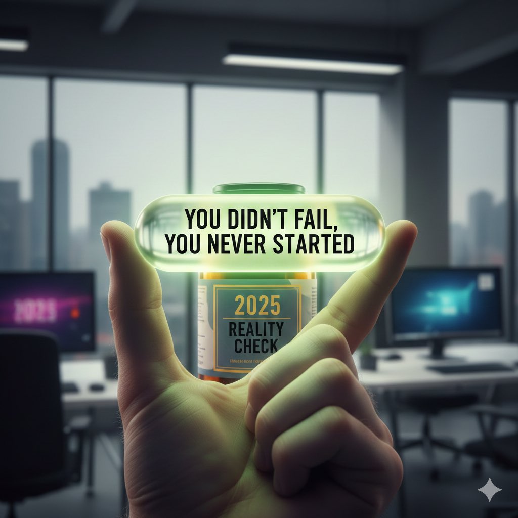 creativeeazy's tweet image. Uncomfortable truth as 2025 ends:
Most of your “goals” for 2025?
You didn’t fail them.
You never actually STARTED them.
You planned. You talked about it. You waited for the “right time.”
But you didn’t START.
2026 can be different.
But only if you decide TODAY that you’re done