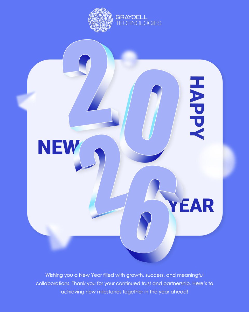 GrayCellTech's tweet photo. Happy New Year! 🎉✨

As we step into the year ahead, we remain focused on innovation, collaboration, and delivering meaningful digital solutions. Wishing our clients, partners, and team continued growth, success, and new opportunities in the year ahead! 🚀

#GrayCellTechnologies https://t.co/FDotzWDj6u