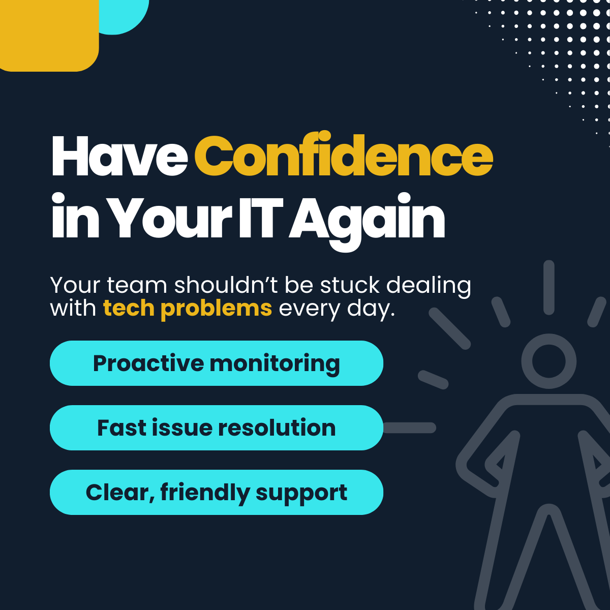 Daily tech issues shouldn’t be the norm.

Proactive support keeps your systems stable and your team focused.

Let’s fix your IT for good - visit-our.link/ojxPFQt

#ProactiveIT #BusinessIT #ManagedServices