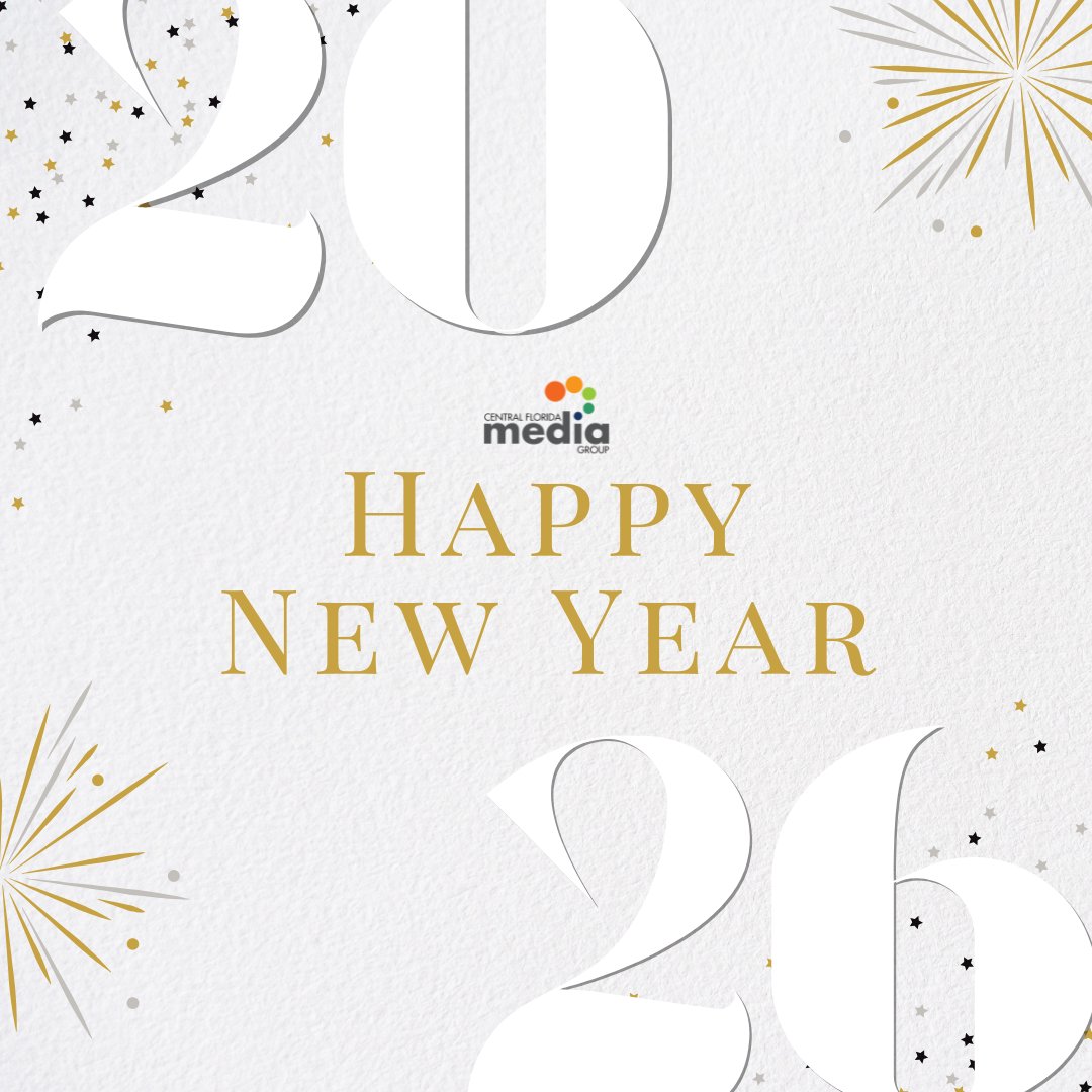 As 2025 comes to a close, we’re grateful for the businesses and partners we’ve had the opportunity to support. Wishing you a Happy New Year from Central Florida Media Group.