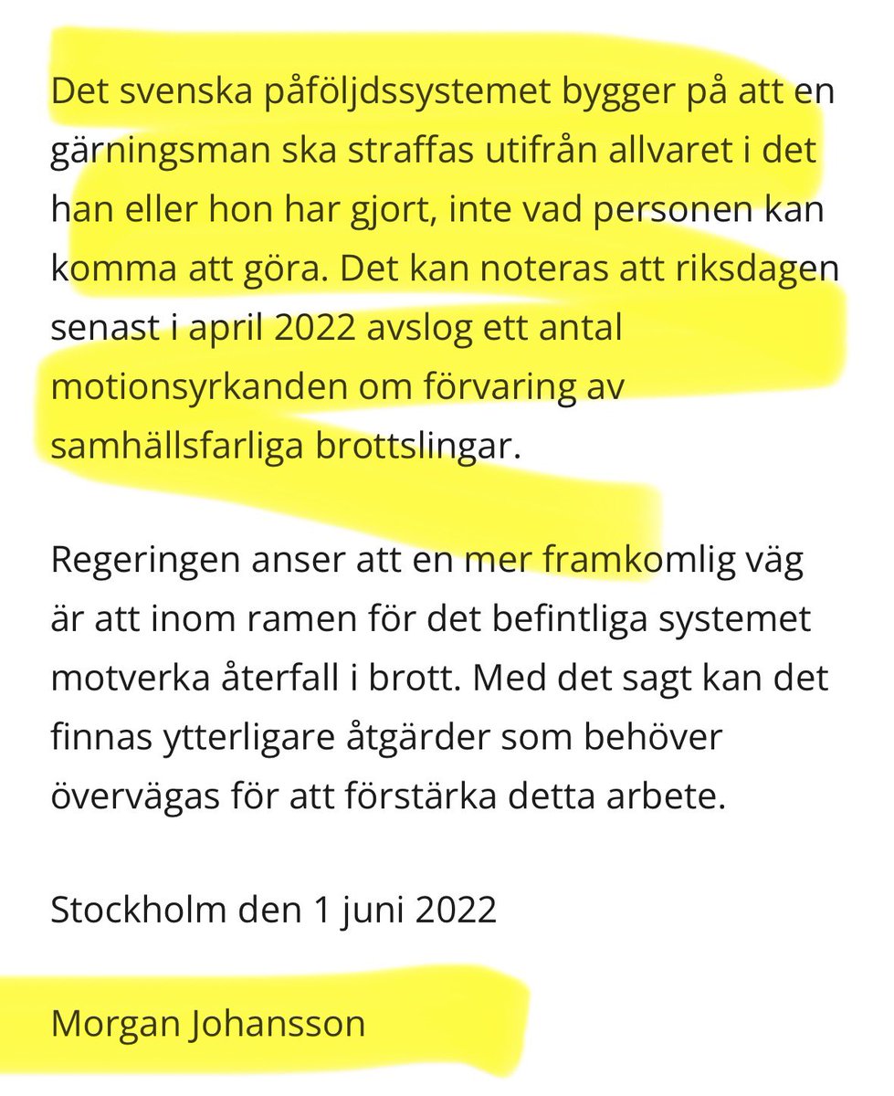 Det ville inte er justitieminister <a href="/johanssonmorgan/">Morgan Johansson</a> när jag frågade honom förra mandatperioden.