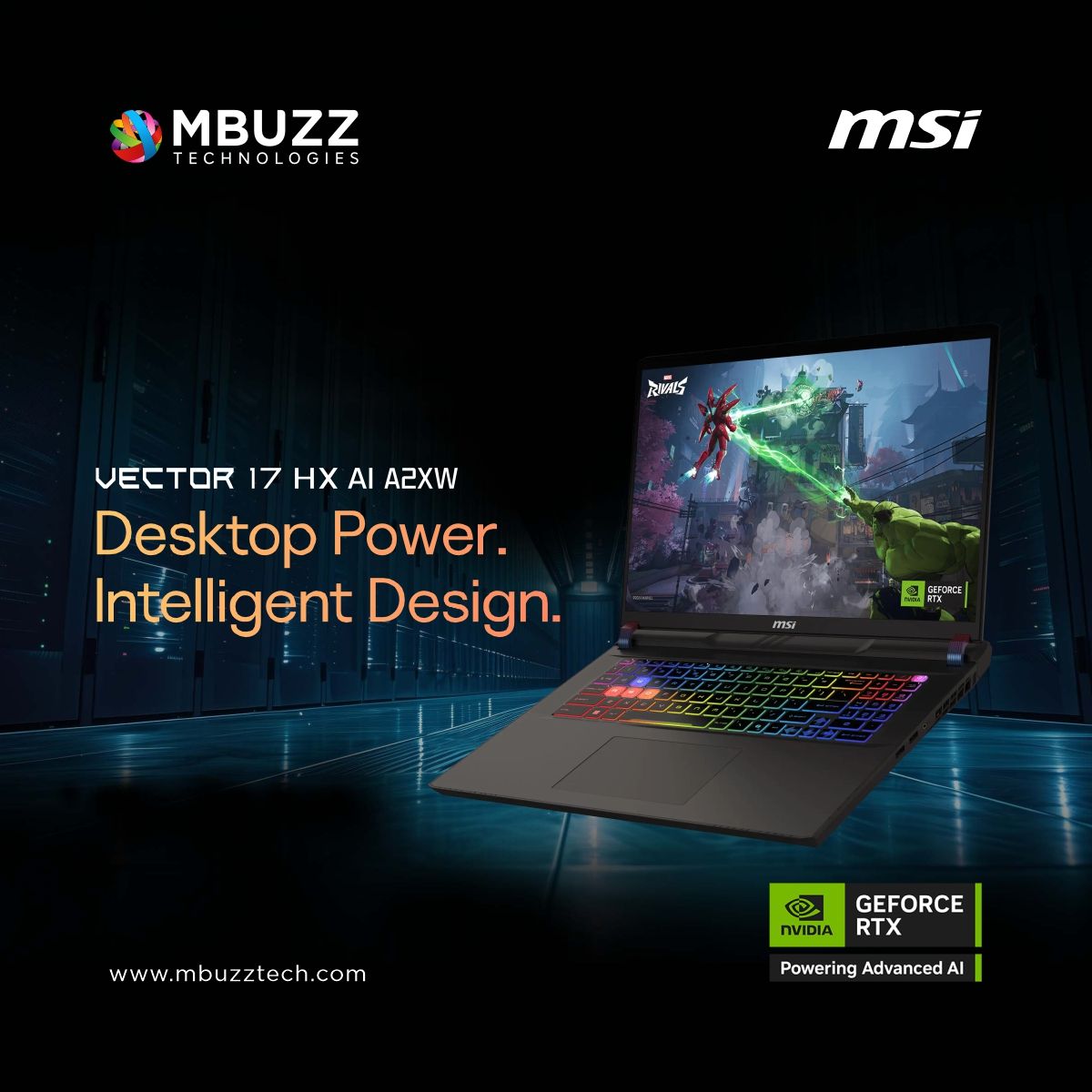 MBUZZTech's tweet image. Engineer-powered performance.

The Vector 17 HX AI handles complex data, simulations, and code with desktop-class power and stability.

🔹 Intel® Core™ Ultra 9 HX with NPU
🔹 Up to NVIDIA® RTX™ 5090 Laptop GPU (24GB)

👉 Build the laptop your work demands.

#MSIVector #MBUZZ