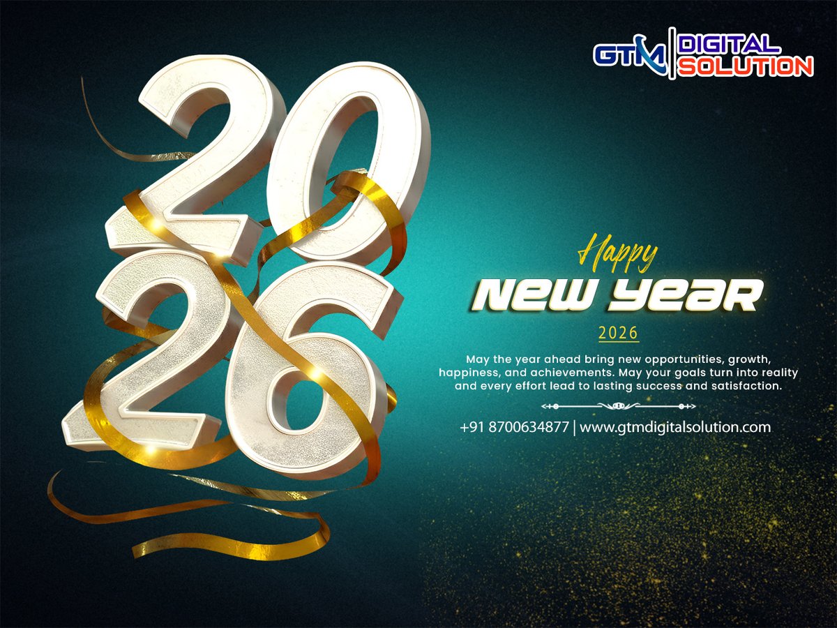 gtmsolution1's tweet photo. 🌟 Happy New Year 2026! 🌟
•
As we step into 2026, GTM Digital Solution wishes you a year filled with new opportunities, smart growth, and remarkable success. 🚀
•
•
#HappyNewYear2026 #Welcome2026 #NewYearNewGoals #GTMdigitalSolution #DigitalMarketingAgency #GrowYourBusiness https://t.co/72oPiWGmlz
