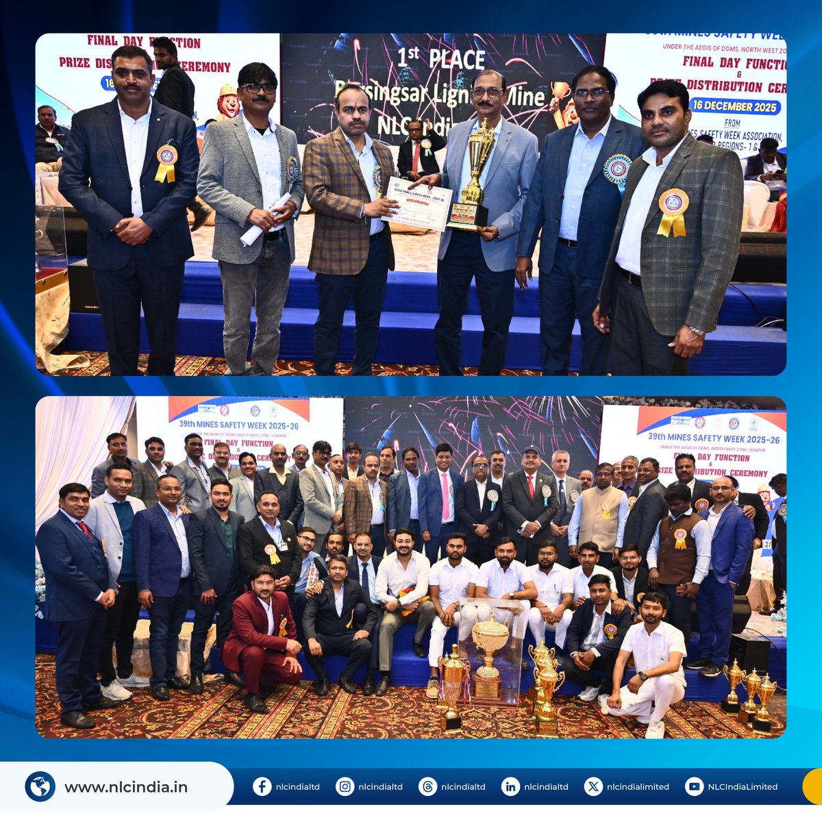 nlcindialimited's tweet photo. Barsingsar Lignite Mine of NLC India Limited achieved remarkable success at the 39th Mines Safety Week (2025–26), winning 9 awards for excellence in safety management, operational discipline, and workforce commitment.
#NLCIndia #MineSafety #SafetyExcellence #SafetyCommitment
@CoalMinistry @MinesMinIndia @mygovindia