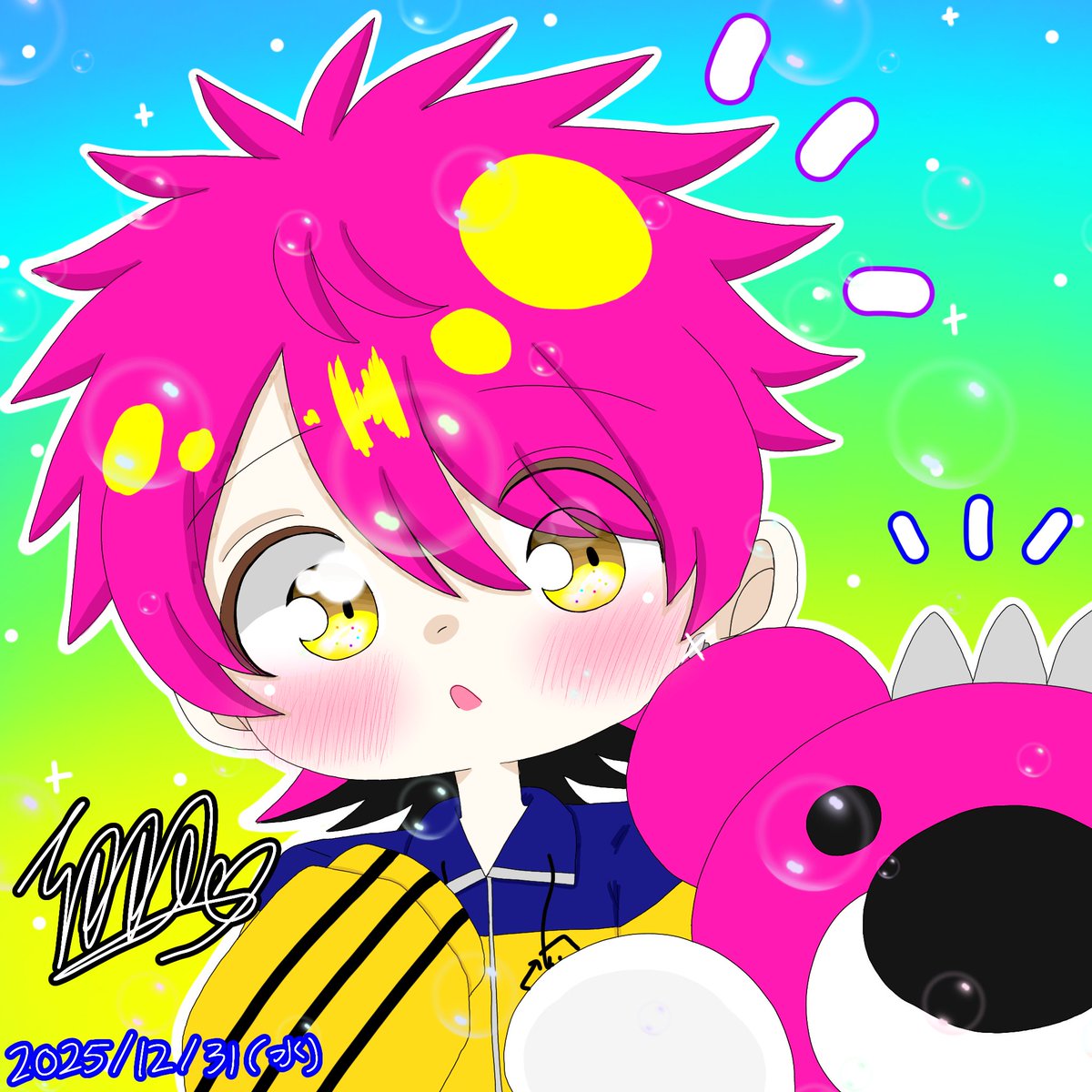イラスト #hide #XJAPAN ヒデちゃん💗✨🩵✨🌈✨💜✨🍀