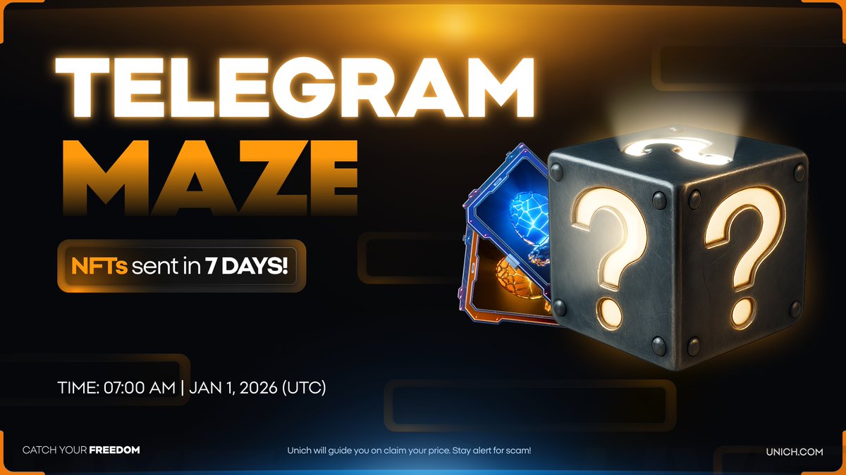 Let’s switch things up 👀

Think you know Unich Network and DeFi well enough It’s time to put that knowledge to the test.

🕖 Jan 1, 2026 | 07:00 AM (UTC)

📍 Global Chat - t.me/unich_com/1

🏆 Be one of the fastest to answer correctly and you’ll earn an NFT, sent straight