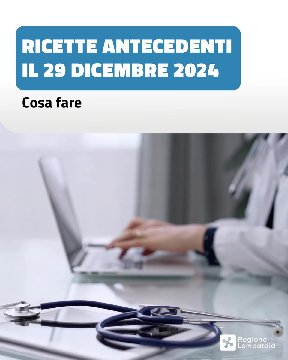 RegLombardia's tweet image. Regione Lombardia garantisce le prestazioni sanitarie già prenotate con ricette antecedenti il 29 dicembre 2024.

Il cittadino non dovrà preoccuparsi di nulla ma solo presentarsi con la documentazione in suo possesso.

Per maggiori informazioni 👇
reglomb.it/L5WM50XQxwl