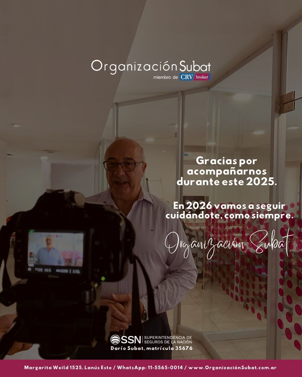 orgsubat's tweet image. Gracias por elegirnos y permitirnos estar presentes en cada paso.
En 2026 seguimos a tu lado, protegiendo lo que más valorás
 #SomosOrganizacionSubat
📍 Margarita Weild 1525 | Lanús Este
📲 Conectá con nosotros vía #WhatsApp al 11-5565-0014
🌐 organizacionsubat.com.ar

#seguros