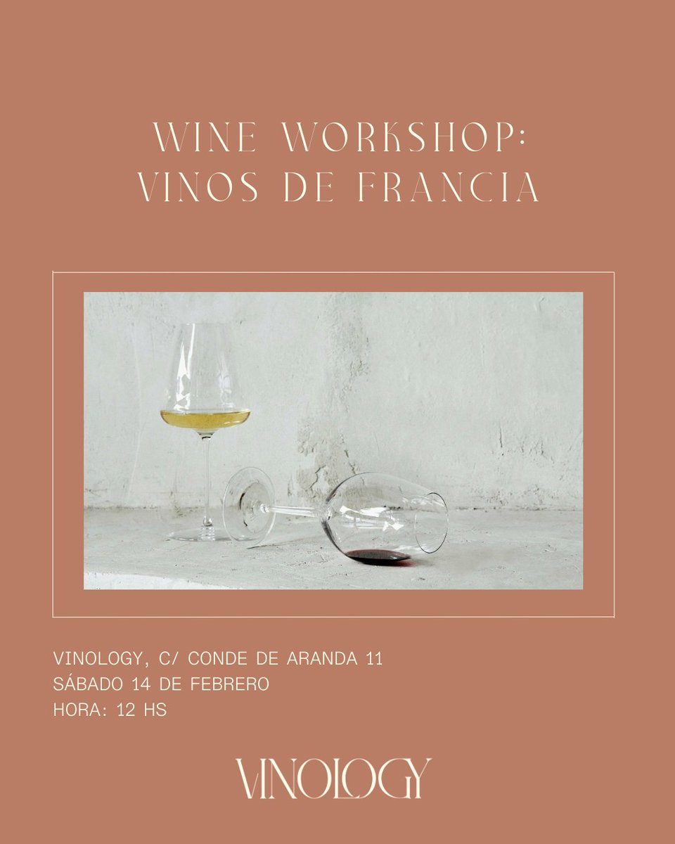 🍷 Wine Workshops en Vinology | Enero &amp; Febrero

🗓️17/01 Wine Workshop: vinos de España

🗓️14/02 Wine Workshop: vinos de Francia

🔗Reserva tu plaza en nuestra web : vinology.wine/proximos-event…

📍Vinology C/ Conde de Aranda 11, Madrid