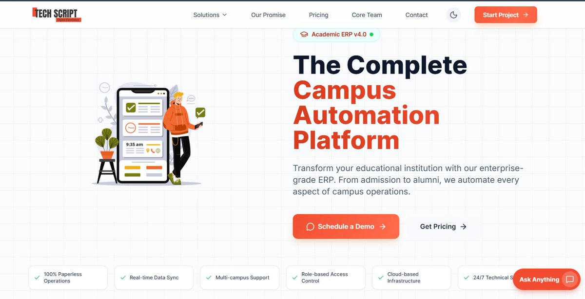 TechScript_Ind's tweet photo. Struggling with manual school tasks like attendance, fees & parent updates? Time to automate with powerful School Management Software! TechScript builds Production-Ready School ERP. https://t.co/TrBN2TbNnw #SchoolManagementSoftware #SchoolERP #EdTech https://t.co/p8g9aRt2GV